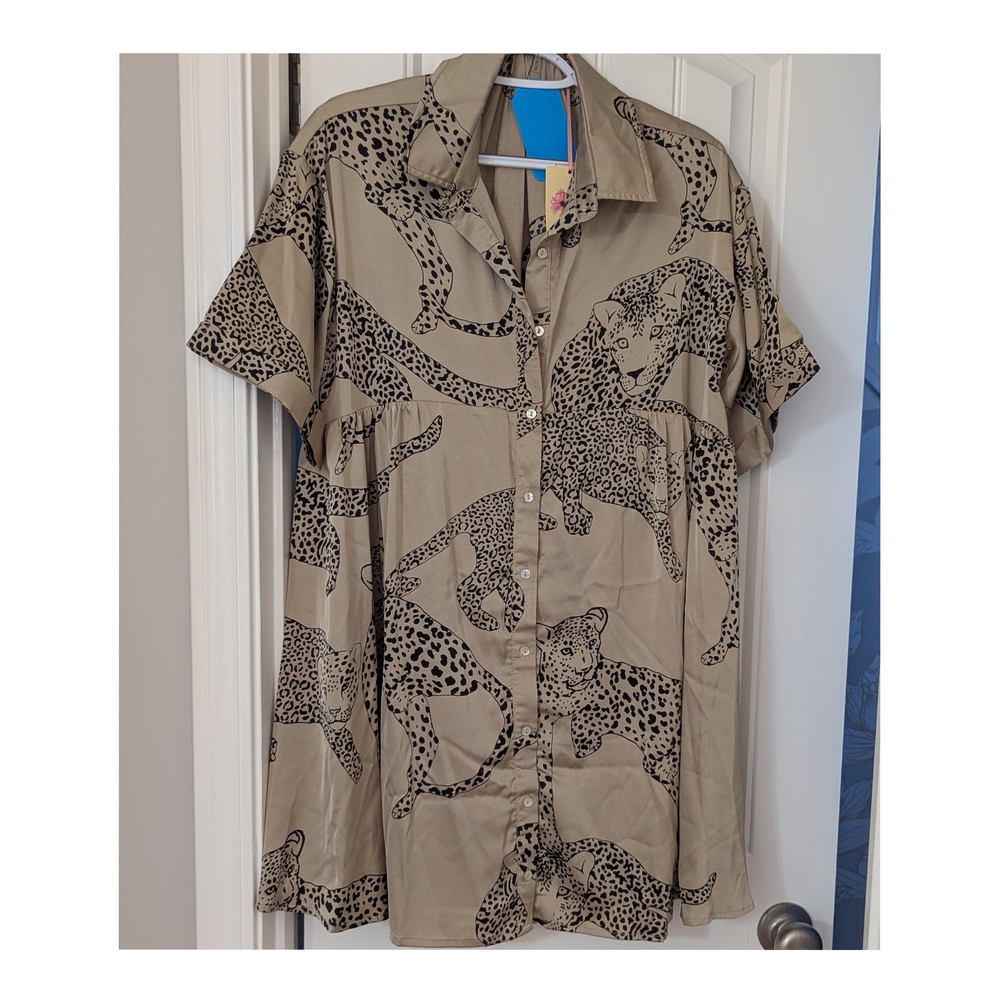 Entro Beige Leopard Print Mini Dress